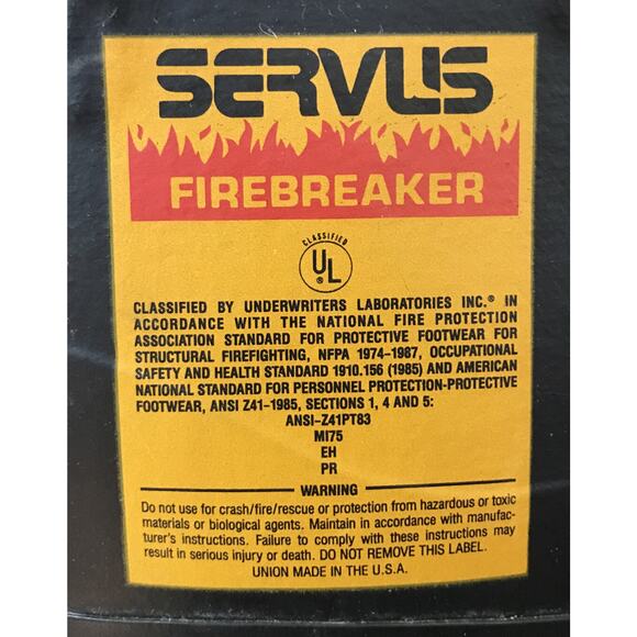 Vtg Servus Firebreaker Rubber Firefighter Steel Toe Rubber Rain Boots 9 Wide USA main image 7